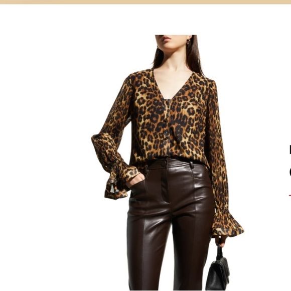 Milly Greer Leopard Blouse NWOT - Picture 4 of 8